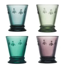 Coffret de 4 verres couleurs, abeille