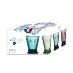 Coffret de 4 verres couleurs, abeille