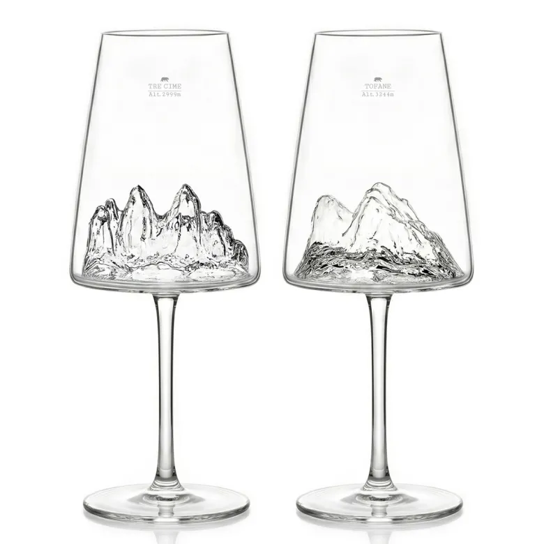 Coffret de 2 verres à vin topographic tofane & tre cime di lavaredo