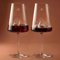 Coffret de 2 verres à vin topographic tofane & tre cime di lavaredo