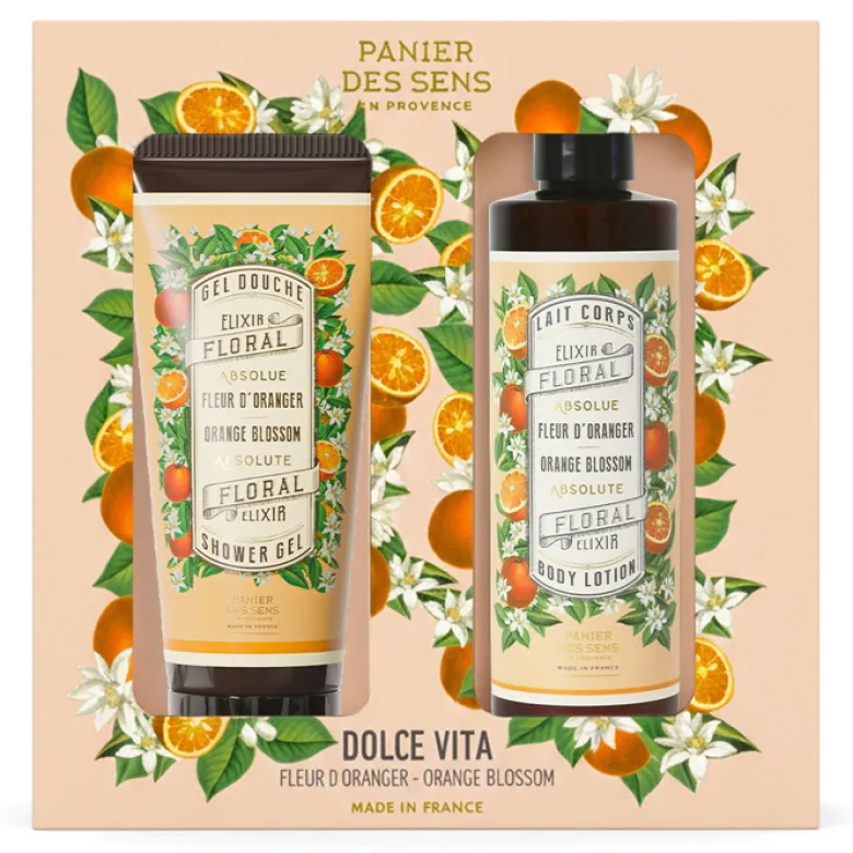 Coffret Fleur d'oranger gel douche 200 ml et lait corps 250 ml Panier des Sens
