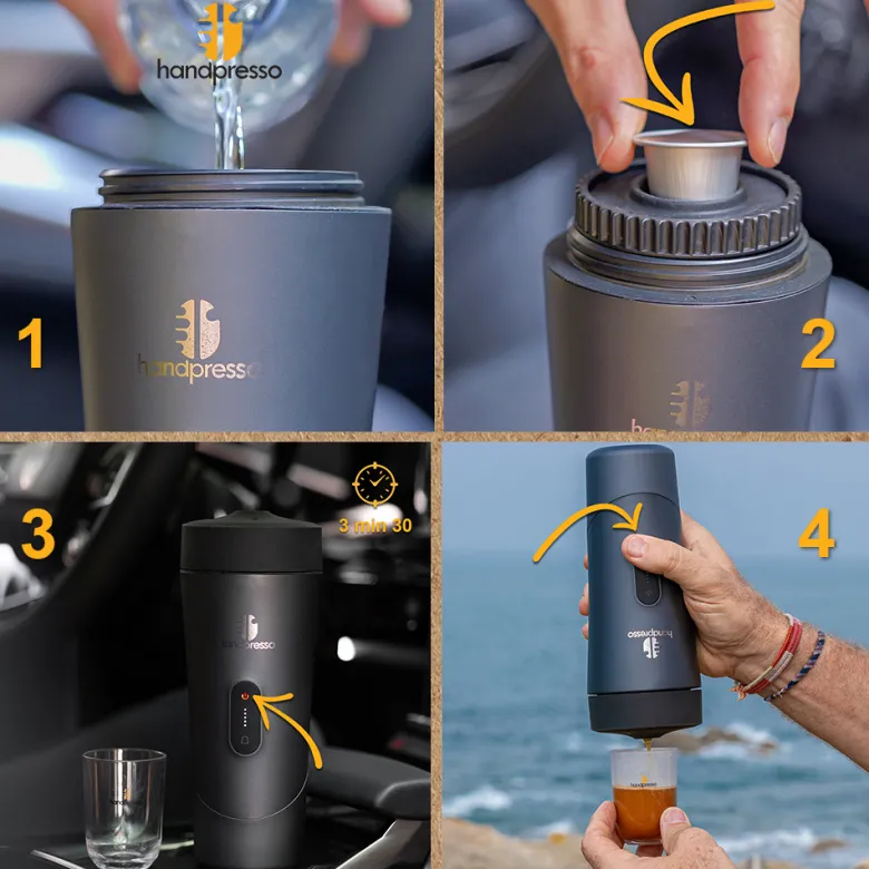 Coffret handpresso auto set cafetiere portable à batterie compatible nespresso
