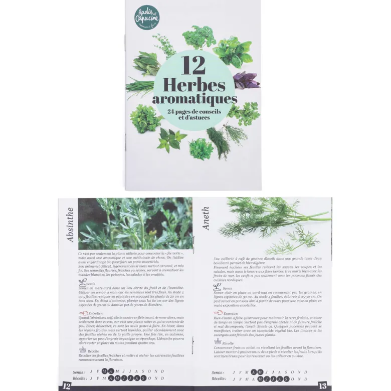 Coffret 12 herbes aromatiques à cultiver Radis et Capucine