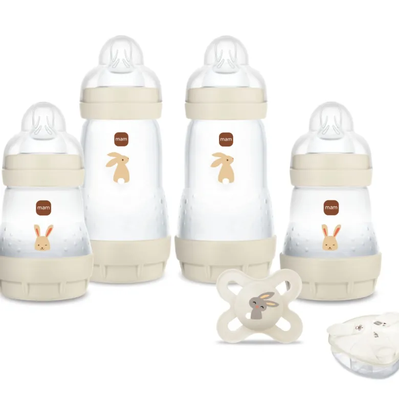 Coffret naissance sable (4 biberons + 1 sucette + 1 boîte doseuse)