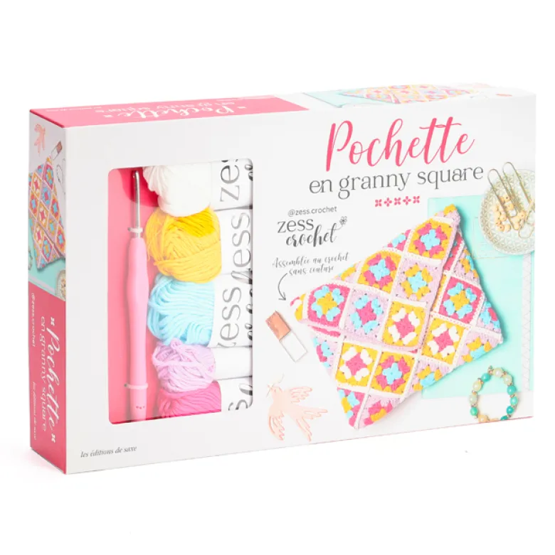 Coffret pochette en granny square