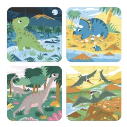 Coffret 4 puzzles évolutifs dinosaures à difficulté croissante dès 2 ans
