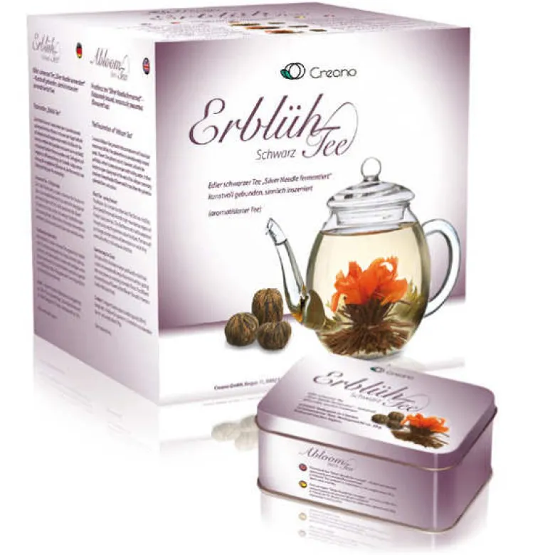 Coffret théière et 6 fleurs de thé noir