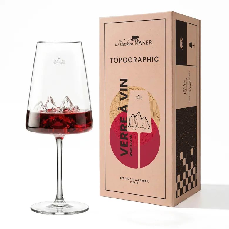 Coffret verre à vin topographic tre cime di lavaredo