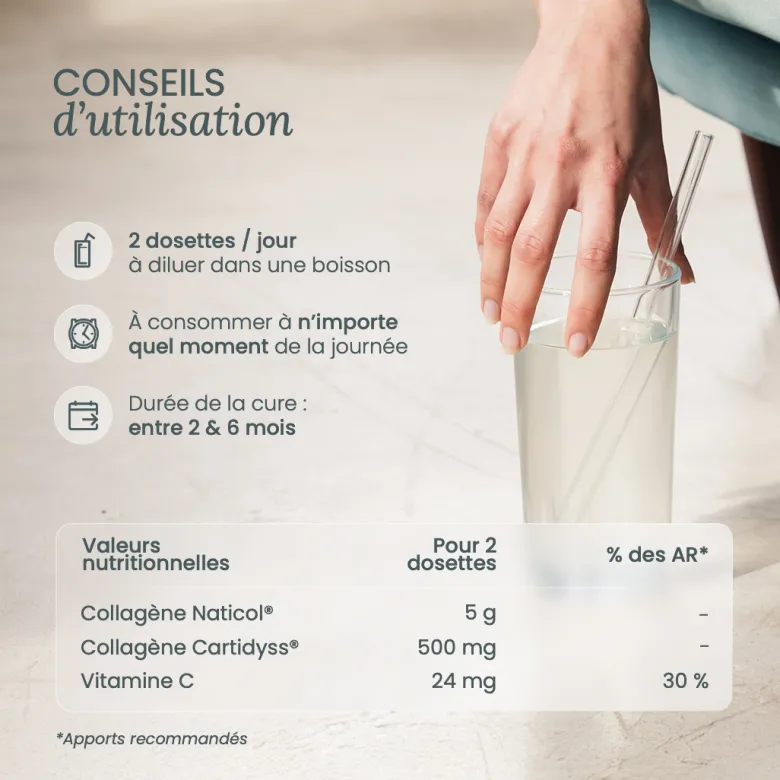 Collagène marin types 1, 2 & 3 - poudre goût vanille - 1 mois