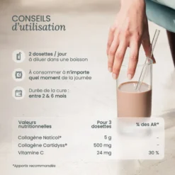 Collagène marin types 1, 2 & 3 - poudre goût cacao - 1 mois