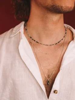 Collier - azéris vert - argent