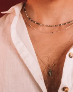 Collier - azéris vert - argent