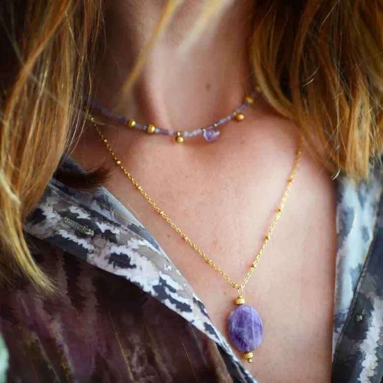 Collier chamunda amethyste