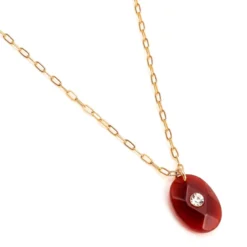 Collier cornaline ex-voto en acier inoxydable