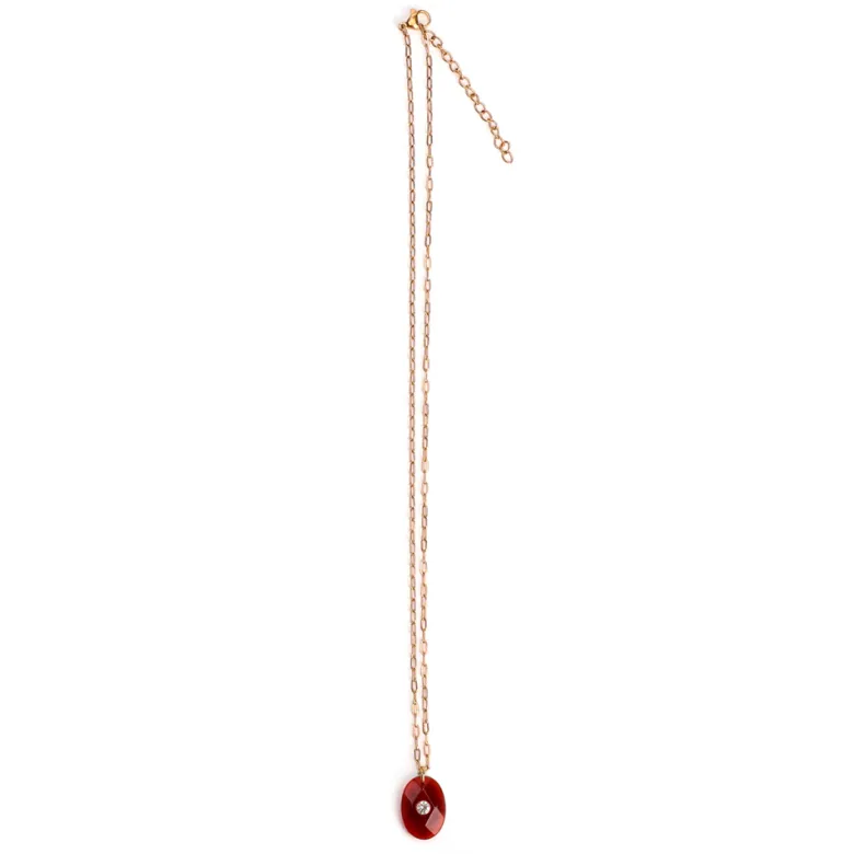 Collier cornaline ex-voto en acier inoxydable