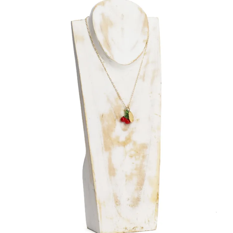 Collier Dolce Vita en acier inoxydable doré et fruits en verre Cerises