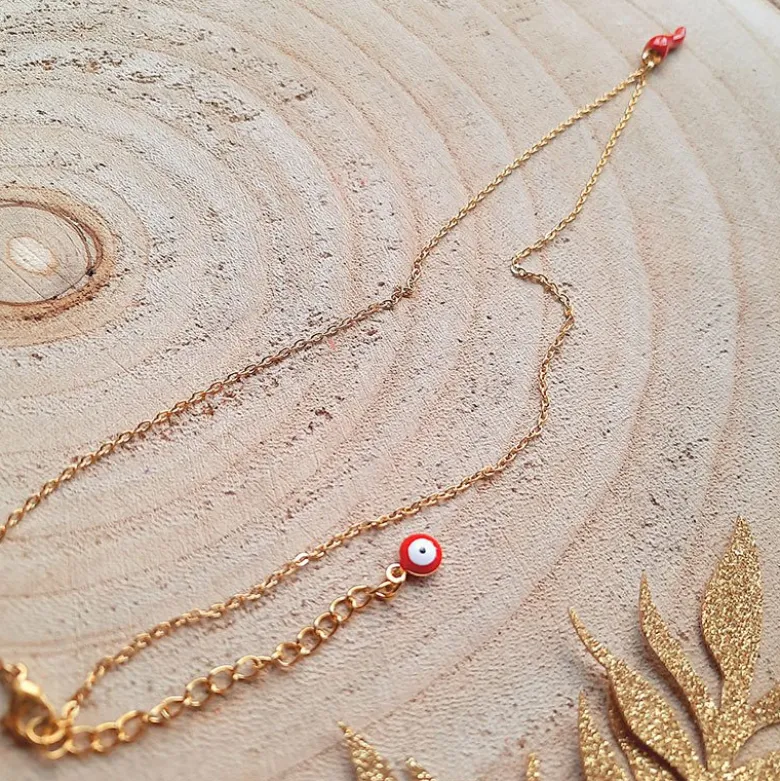 Collier doré avec charms piment rouge