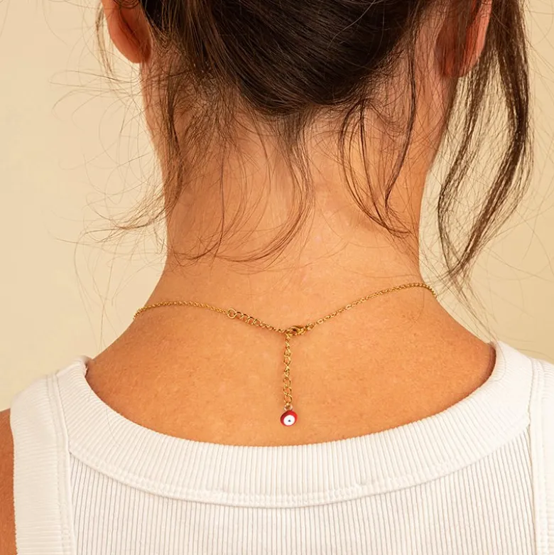 Collier doré avec charms piment rouge