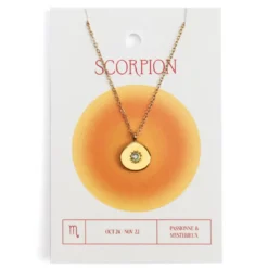 Collier du zodiaque acier doré et strass en verre collection Aura Scorpion