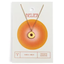 Collier du zodiaque acier doré et strass en verre collection Aura Bélier