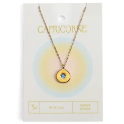 Collier du zodiaque acier doré et strass en verre collection Aura Capricorne