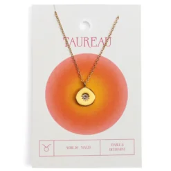 Collier du zodiaque acier doré et strass en verre collection Aura Taureau
