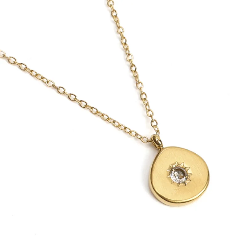 Collier du zodiaque acier doré et strass en verre collection Aura Taureau