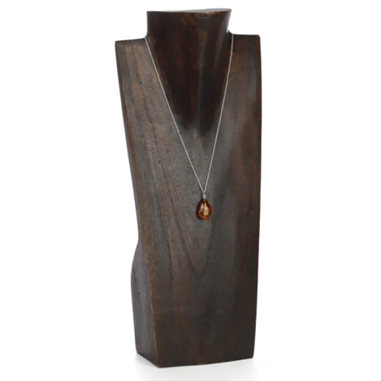 Collier goutte d'ambre argent