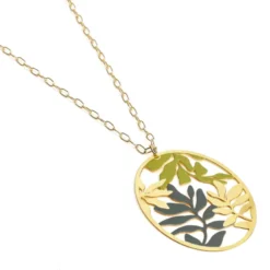Collier long Orabella pendentif laiton doré fabrication artisanale