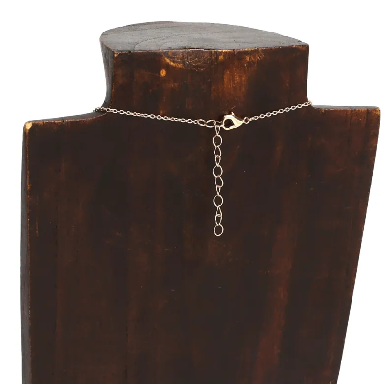 Collier médaille Soleil artisanal en acier inoxydable doré et perle de verre