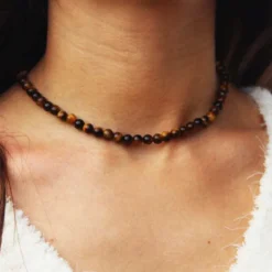 Collier oeil de tigre helena or