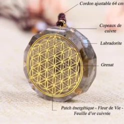 Collier orgonite yoga fleur de vie