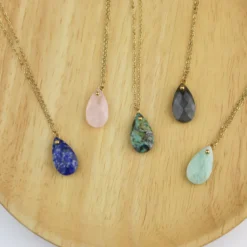 Collier pendentif goutte - amazonite