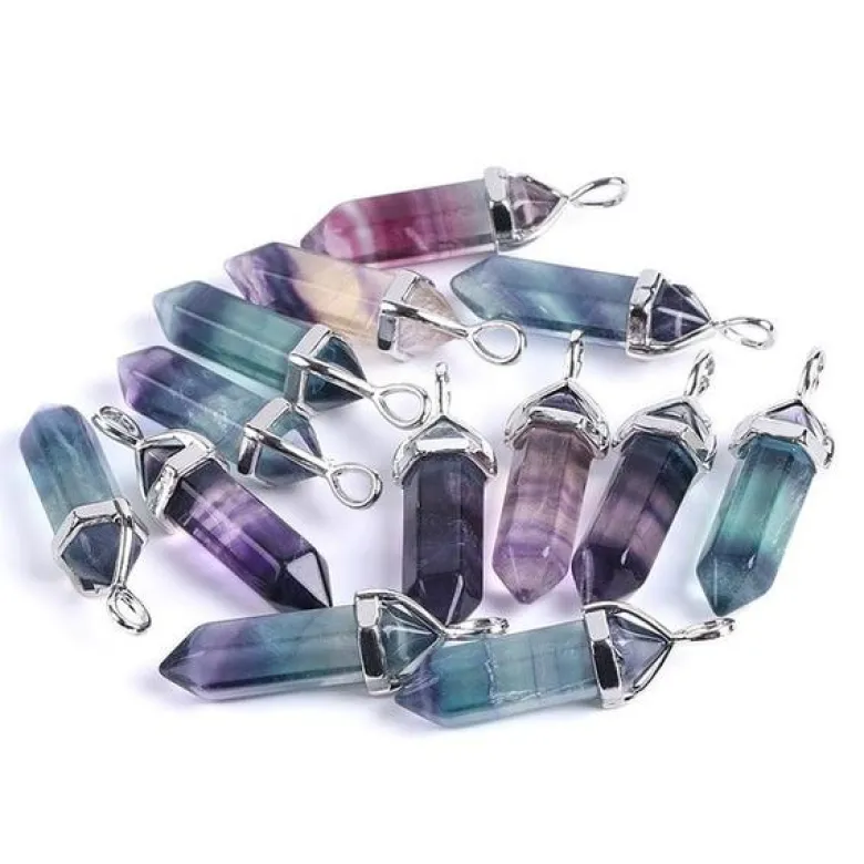 Collier pendule en fluorite