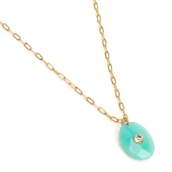 Collier quartzite ex-voto en acier inoxydable