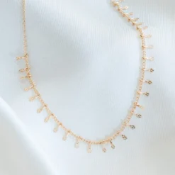 Collier ras de cou pampilles or