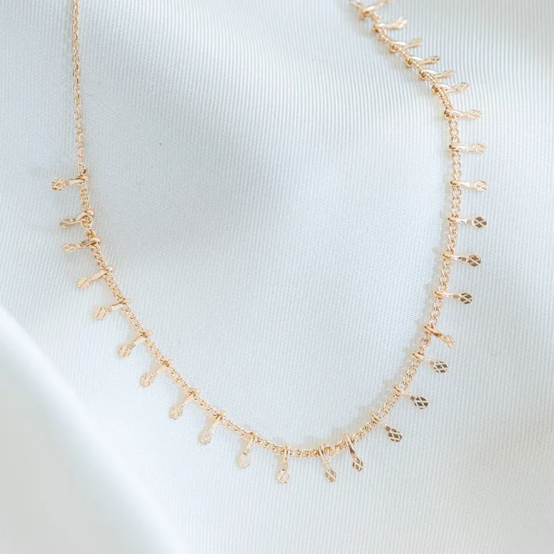 Collier ras de cou pampilles or