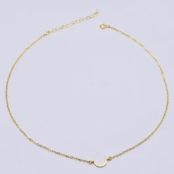 Collier ras du cou, croissant de lune martelé, plaqué or 14 k