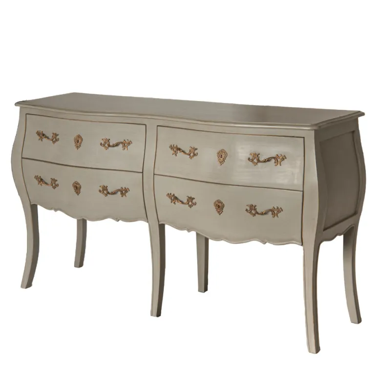 Commode double en bois taupe l140 cm mur Taupe