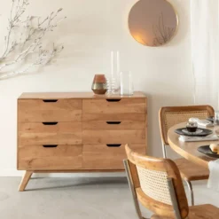 Commode en bois d'acacia massif iwa