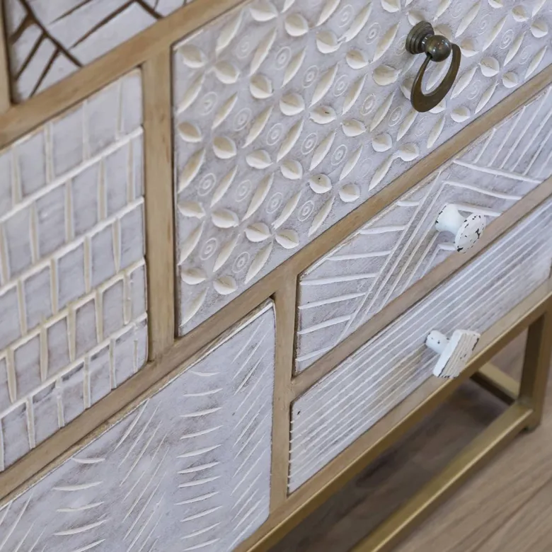 Commode en bois de manguier et métal