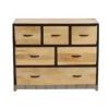 Commode en bois manguier massif et métal noir 6 tiroirs l99 cm industria