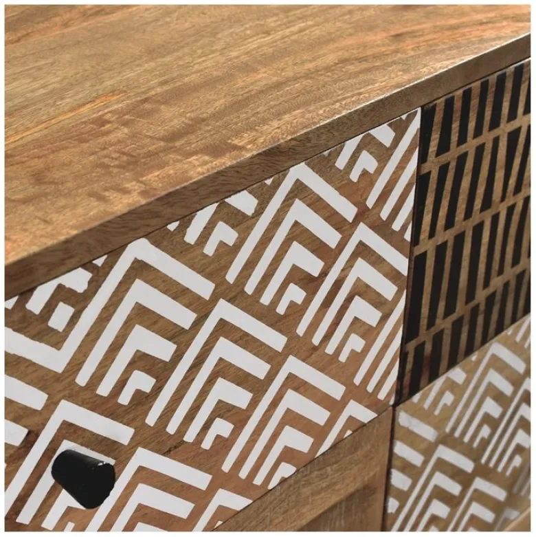 Commode en bois 6 tiroirs à motifs - tali