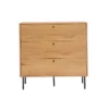 Commode finition bois clair chêne et pieds métal noir 3 tiroirs l100 cm pernelle