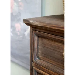 Commode 4 tablettes en bois de sapin et fer marron 43 x 31.5 x 139 cm