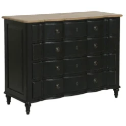 Commode 4 tiroirs bois noir - manoir