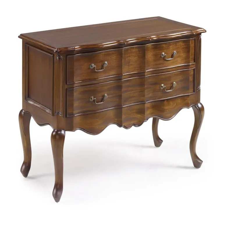 Commode 2 tiroirs bronze bois marron -