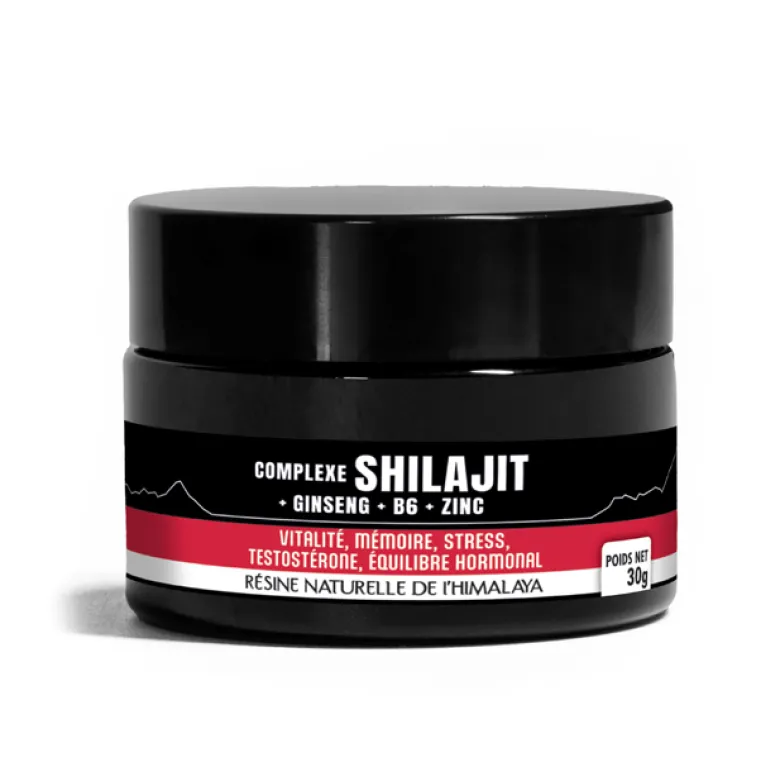 Complexe Shilajit de l’Himalaya & ginseng rouge de Corée vitamine B6 zinc 30