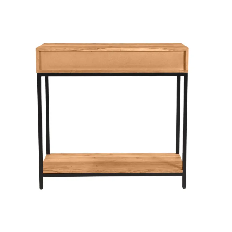 Console avec rangements 2 tiroirs en bois massif et métal noir l80 cm axelle