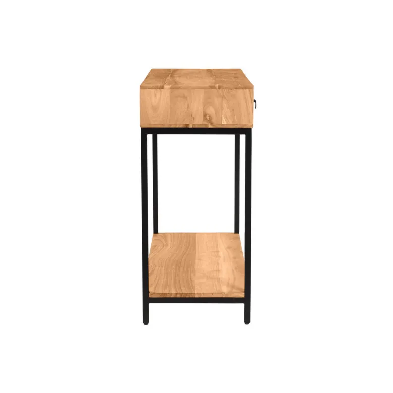 Console avec rangements 2 tiroirs en bois massif et métal noir l80 cm axelle